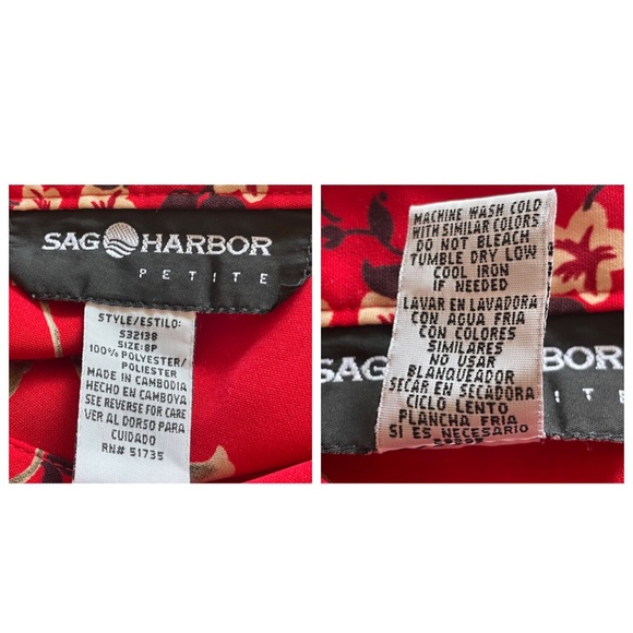 SAG HARBOR Vintage Red Trumpet Asymmetric Seam Midi Floral Side Zipper Size 8P - Picture 7 of 11